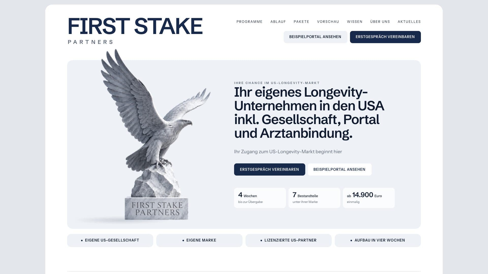 Startseite des Geschäftsbereichs First Stake Partners