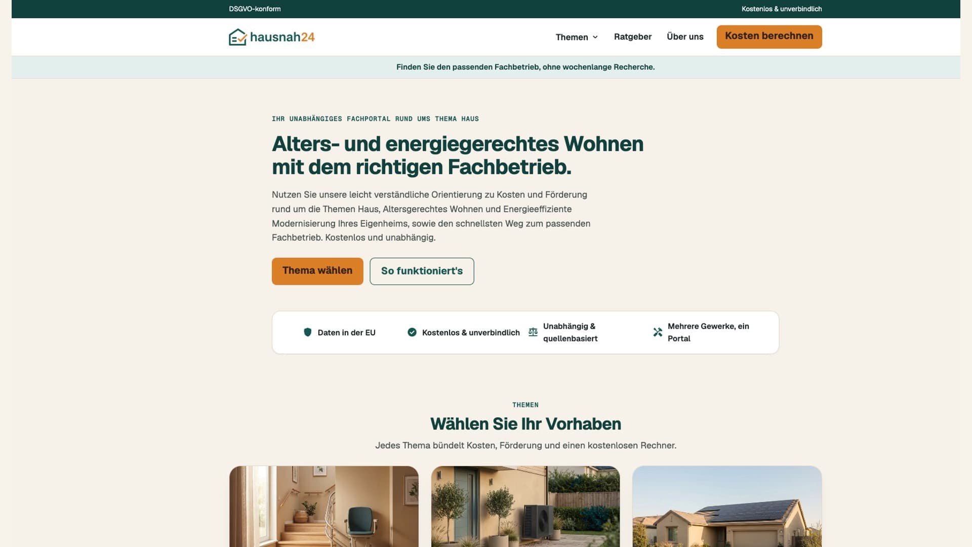 Startseite des Geschäftsbereichs hausnah24