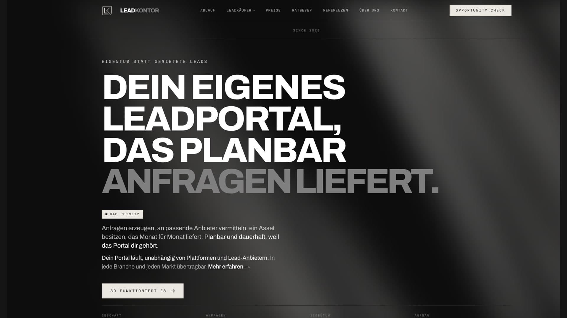 Startseite des Geschäftsbereichs Leadkontor